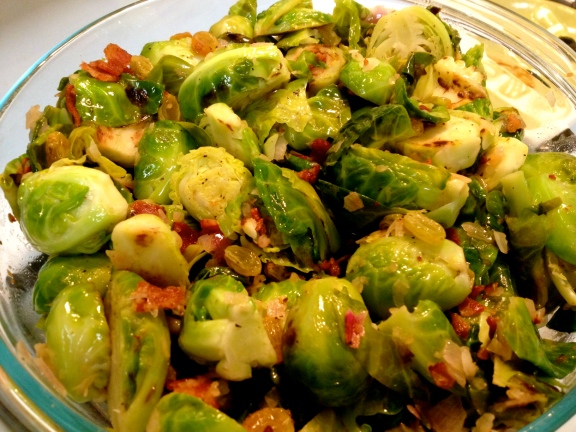 Brussel Sprouts with Bacon and Raisins